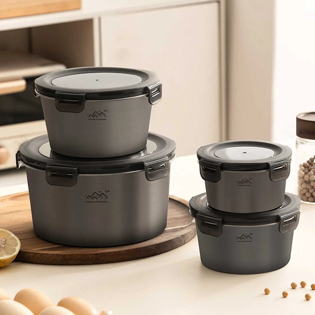 Metal Bento Box Stainless Steel Round Fresh-keeping Food Storage Leak
