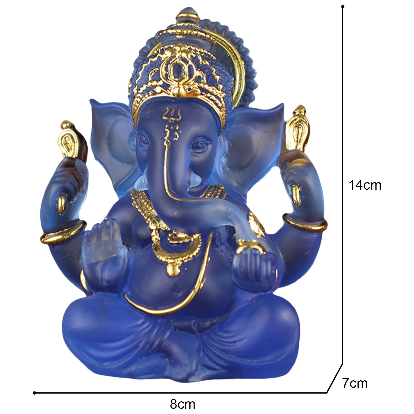 Ganesha Sitting Buddha Statue Sculpture Decorative Tabletop Decoration 3.5inch Tall for Housewarming Gift Fine Workmanship Zpaxo Blue