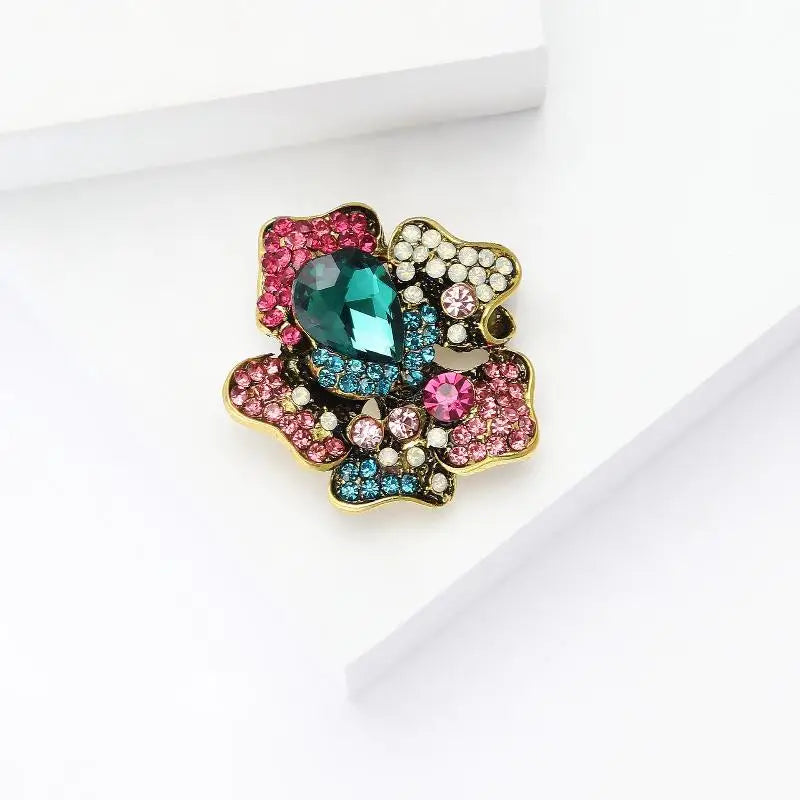 Fashion Rhinestone Plant Flower Brooches Women Clothing Coat Party Zpaxo 1pc