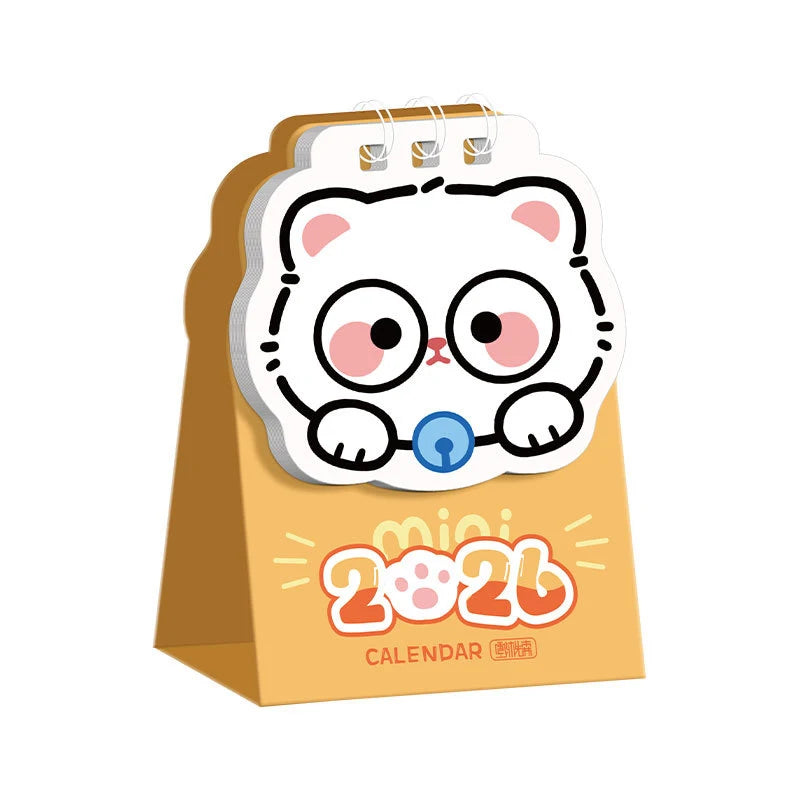 2PCS Random Mini 2026 Calendar Portable Cute Cat Office School Supplies Calendar Monthly Planner Desk Accessories Decor Record Zpaxo B