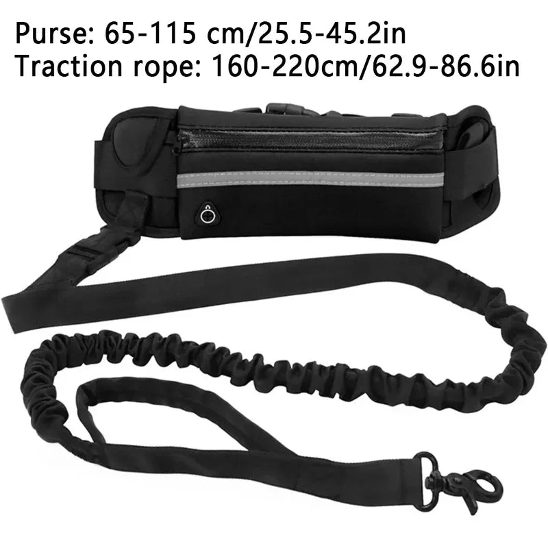 Hands-Free Dog Leash Running Waist Bag – Reflective Belt