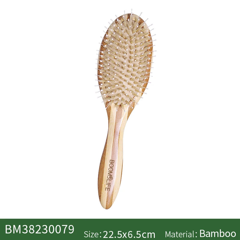 BOOMSLIFE Custom White Boar Bristle Bamboo Hair Brush Mix Nylon Women Massage Scalp Wood Comb for Hair Beauty Barber Accessories Zpaxo Small Boar mix Nylon China Mainland