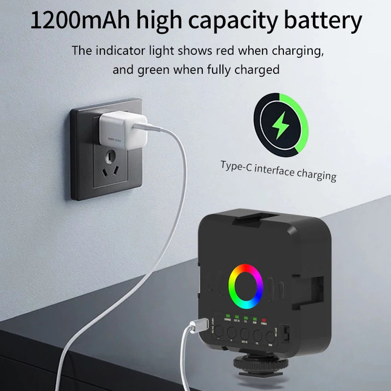 Full RGB Video Fill Light Mini LED Camera 1800mAh Rechargable Pocket Zpaxo