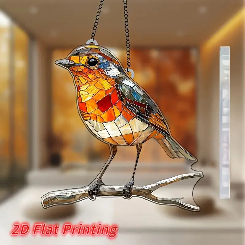 2D Flat Acrylic Robin Sun Catcher (8"x8") - Wall Decor for Kitchen, Farmhouse, Garden - Perfect Gift for Bird & Animal Lovers Zpaxo