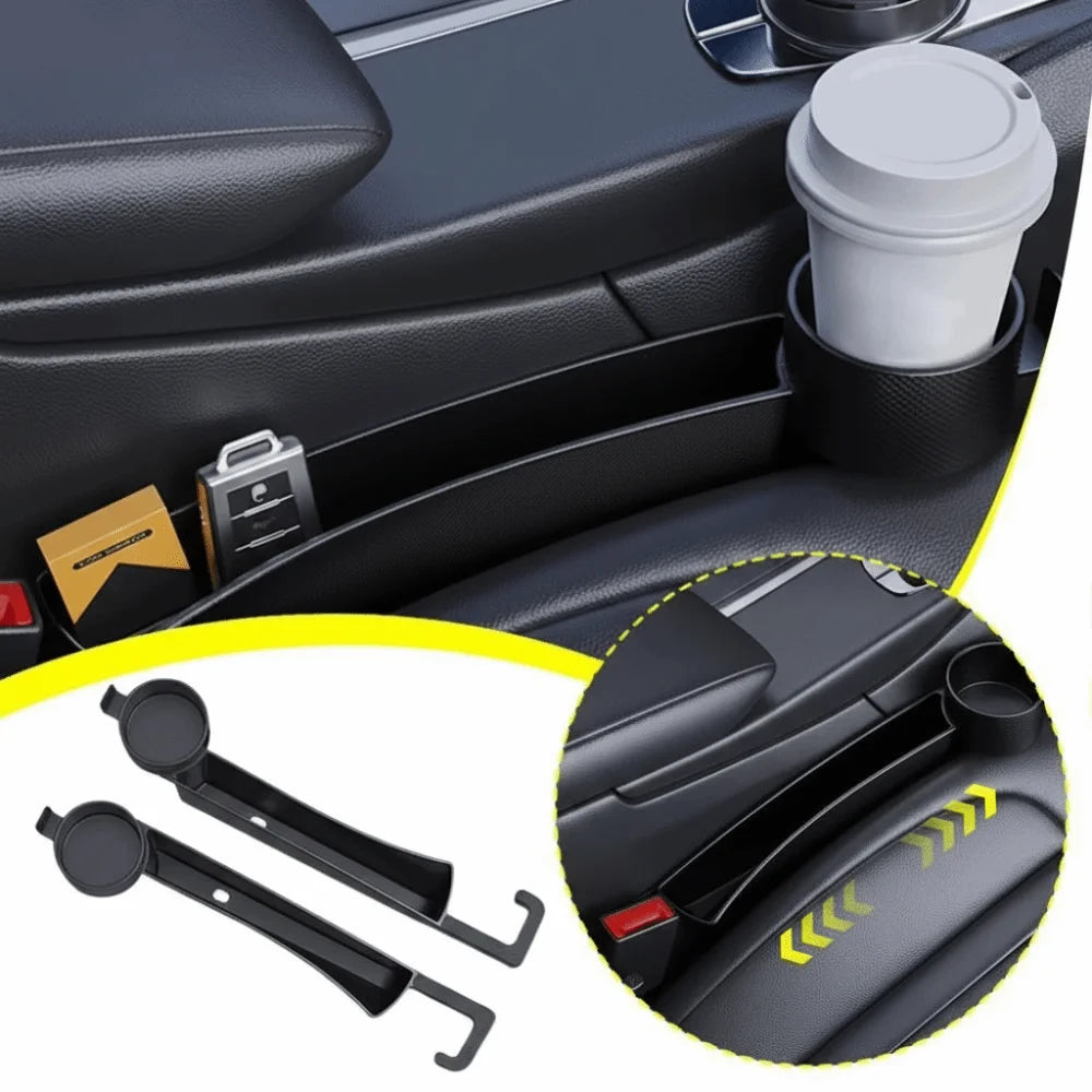 4 in 1 Multi-functional Car Seat Gap Organizer Hook Belt Dual Slot Organizer With Cup Holder Universal Design Gap Filler Strip Zpaxo