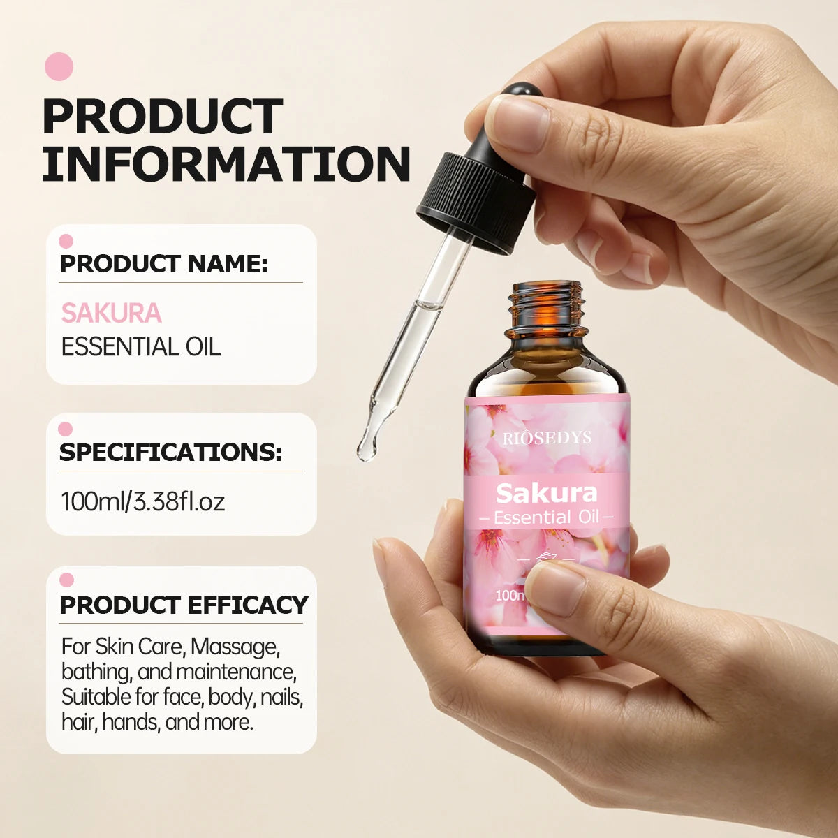 SAKURA ESSENTIAL OIL Suitable Massage Skincare Deeply Nourishes Zpaxo