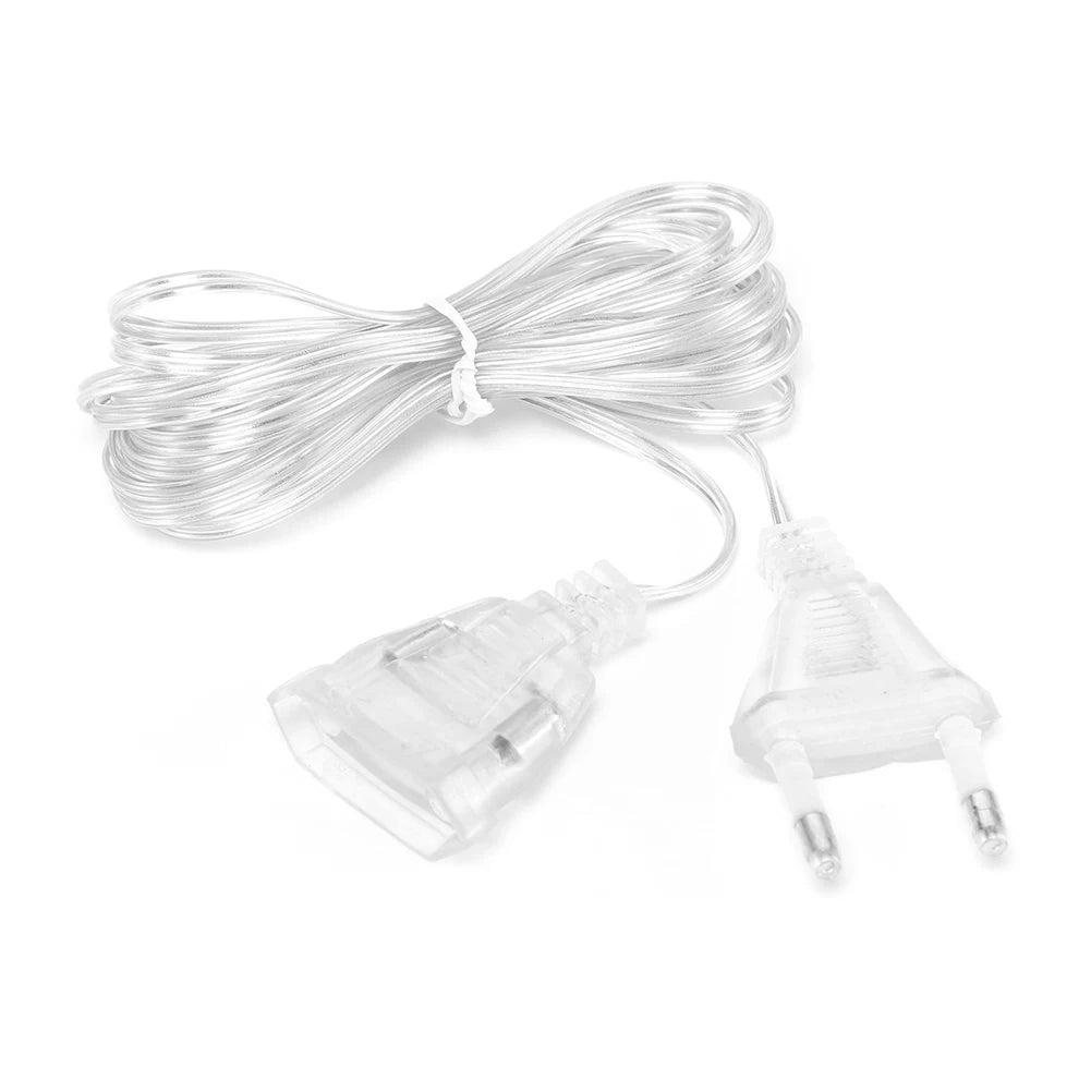 Power Extension Cord 3M EU US Plug LED Holiday Light String Standard Zpaxo EU-Plug