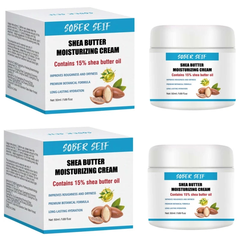 Shea Butter Moisturizing Cream 48H Hydration Barrier Repair Full Body Use Zpaxo 2pcs