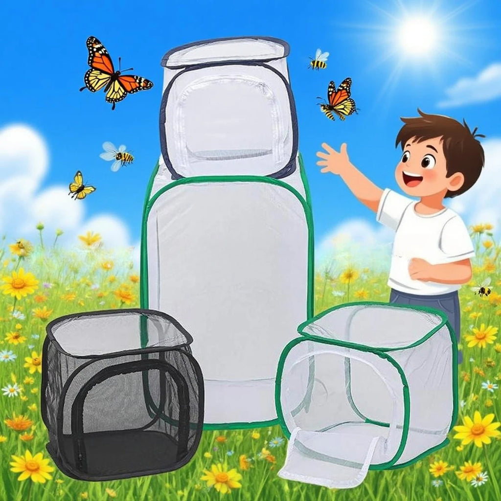 Outdoor Folding Insect Breeding Cage Butterfly Cage Hatchable Mesh Breathable Light Transmitting Insect Observation Box Cage Zpaxo