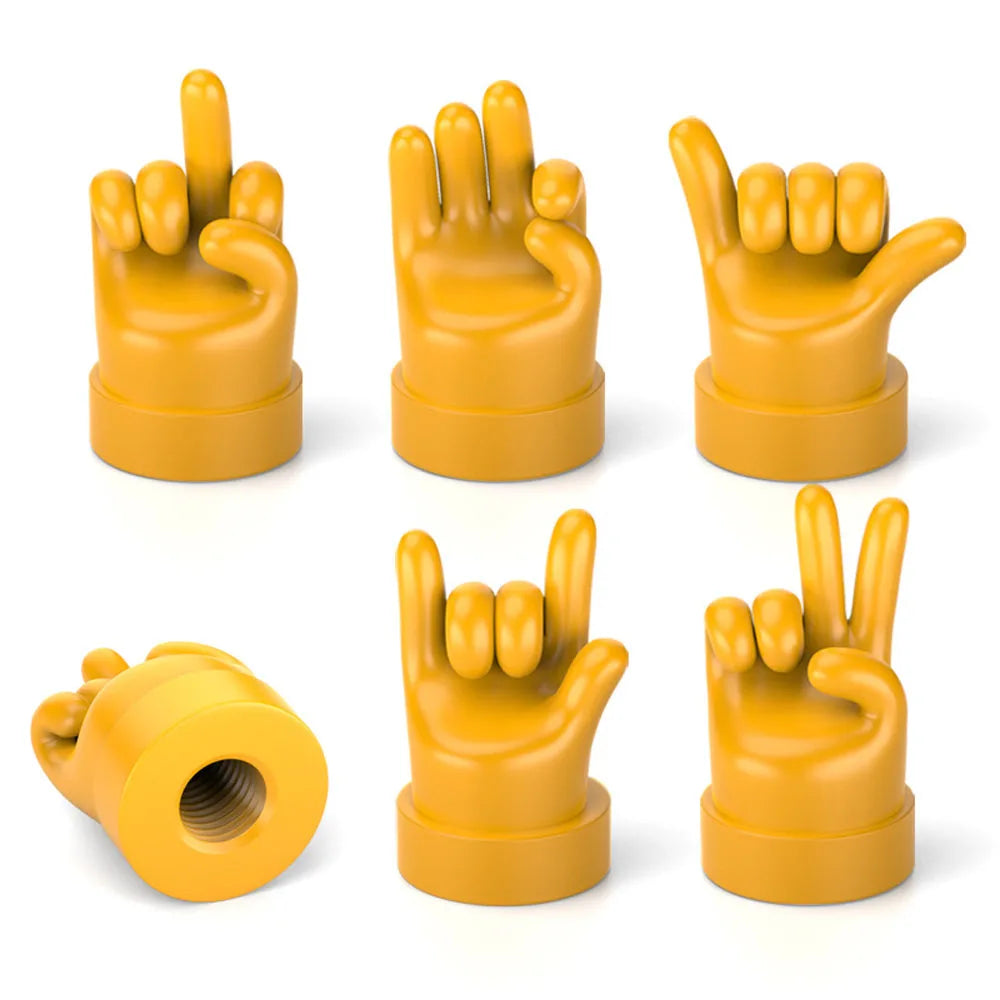 Funny Gesture Tire Valve Stem Caps – 4-Pack Universal Fit