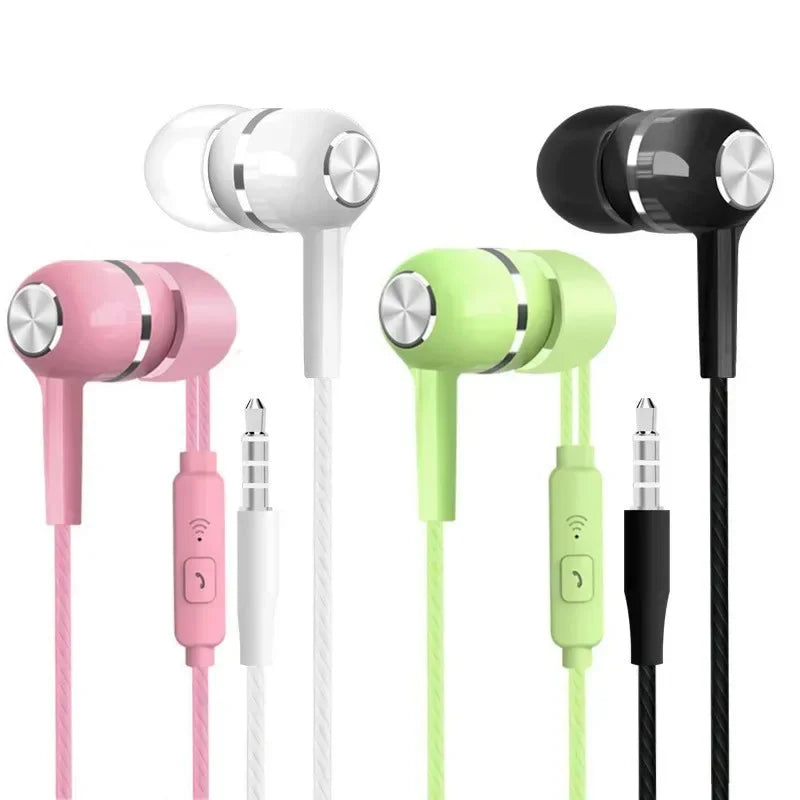 Wired Stereo Earbuds with Mic & Bass – 3.5mm Sport Earphones