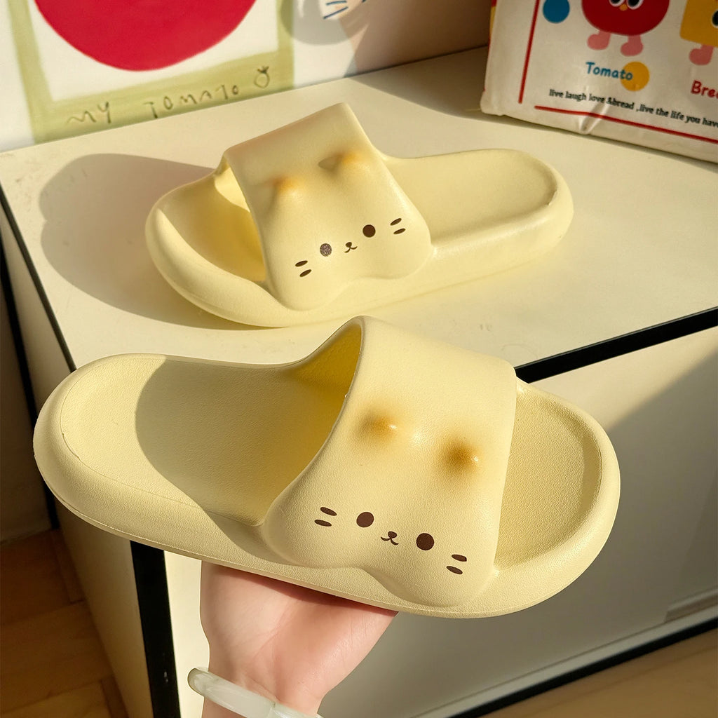 SHAJI Caramel Cartoon Cat Cloud Slides Summer Cool EVA Non Slip