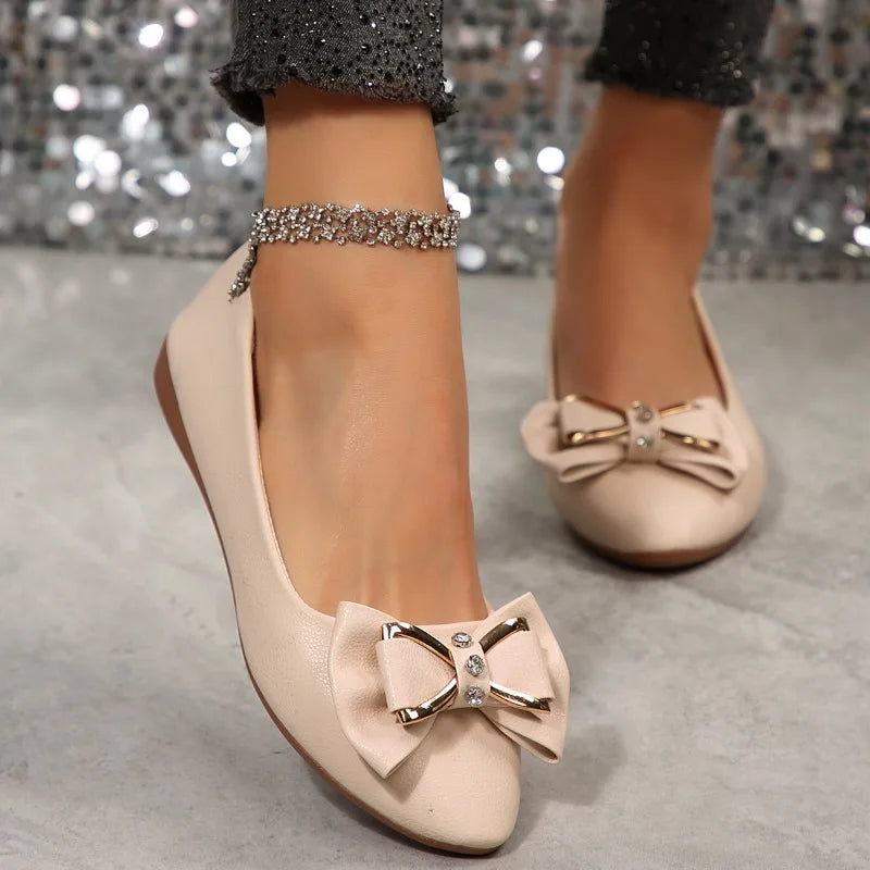Spring Autumn Women's Bow Rhinestone Embellishment Solid Single Shoes Zpaxo