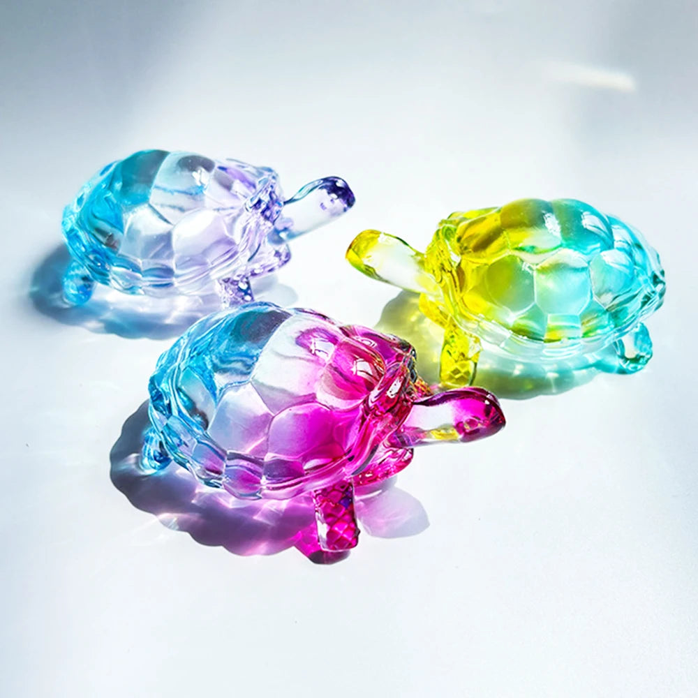 Crystal Glass Lucky Turtle Statue – Light-Catcher Decor Gift