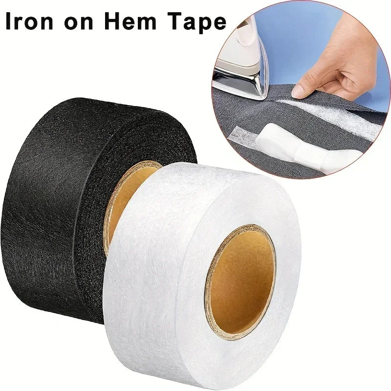 Iron-On Hem Tape 2 Rolls – Black & White Fusible Web Sewing