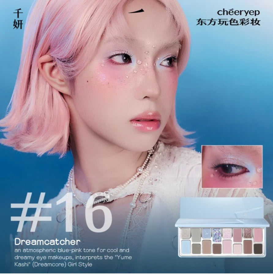 Qianyan Cheeryep Eyeshadow Palette Dreamcatcher Blue Matte Satin Zpaxo 16 Dreamcatcher