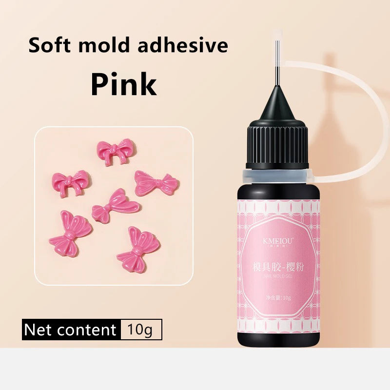 Carved Gel Nail Mold UV Crystal Glue 3D Acrylic Tool Art DIY Silicone Zpaxo Pink-Soft Glue