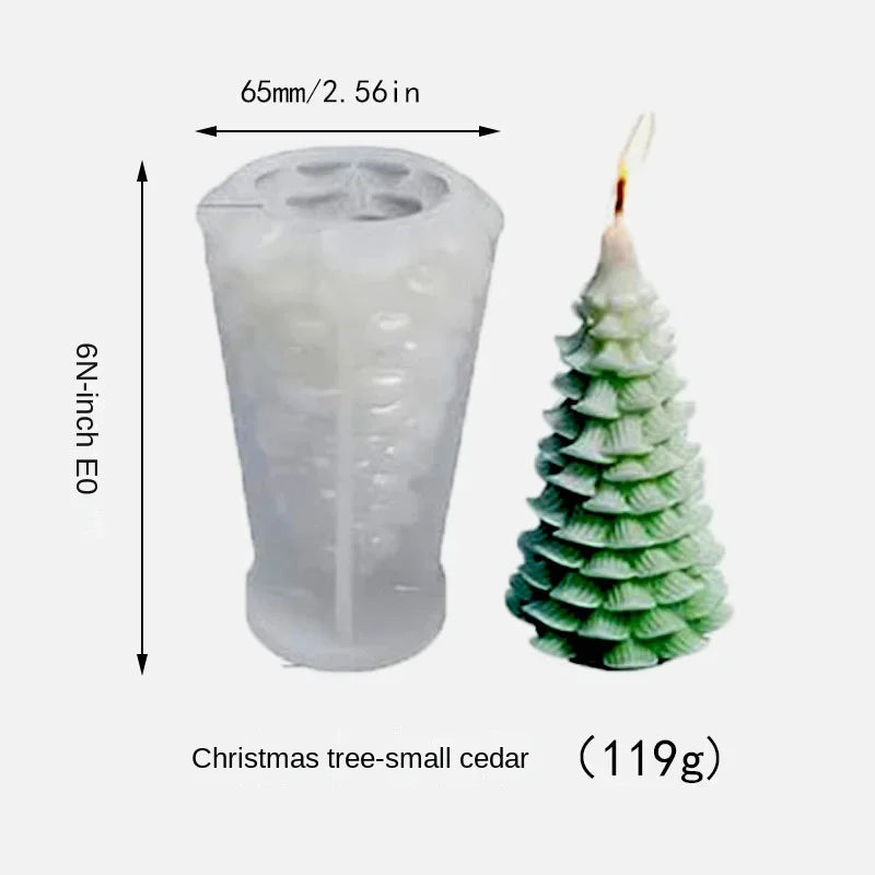 3D Tree Shaped Candle Silicone Mold Xmas Pine Molds Making Wax Soap Zpaxo D