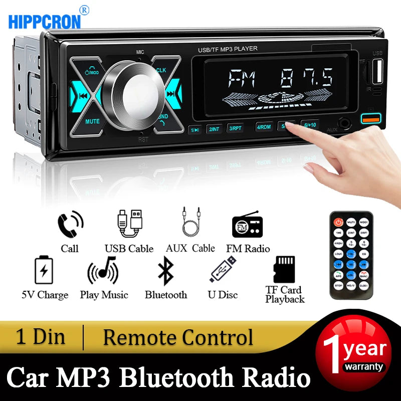Car Radio 1 Din Stereo Digital Automotive Sound Modules FM Audio