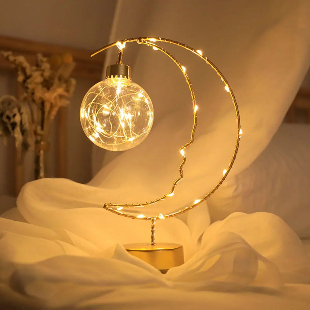 Iron Moon Indoor Ornaments Night Lights LED Lamp Wrought Zpaxo