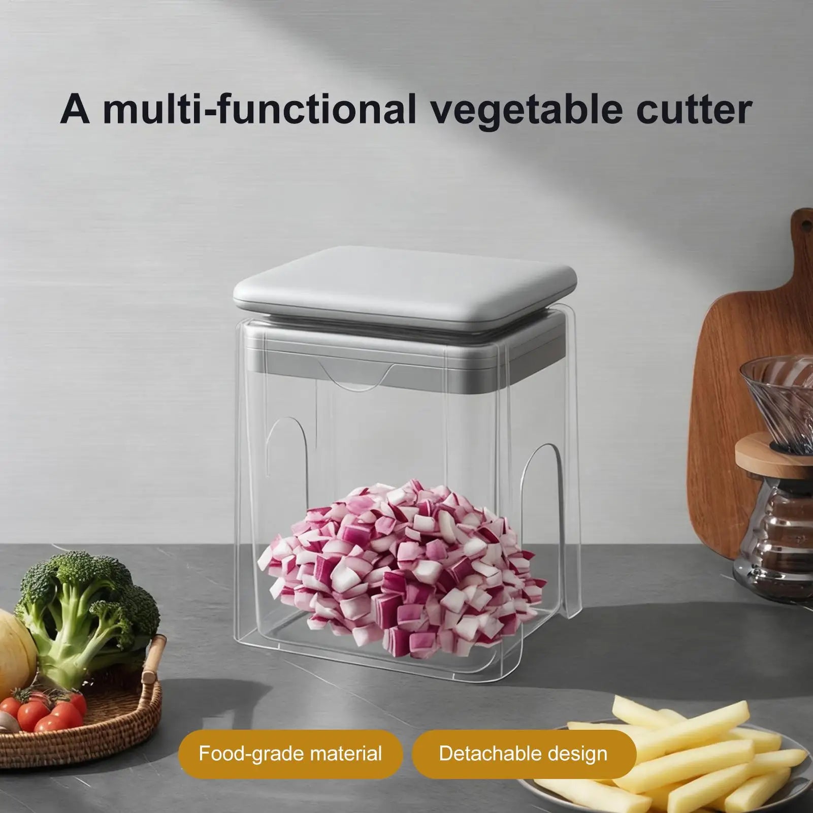 Vegetable Chopper 4-in-1 Manual Multifunctional Cutter with Container Chopper Vegetable Cutter for Ginger Onion Carrot Tomato Zpaxo