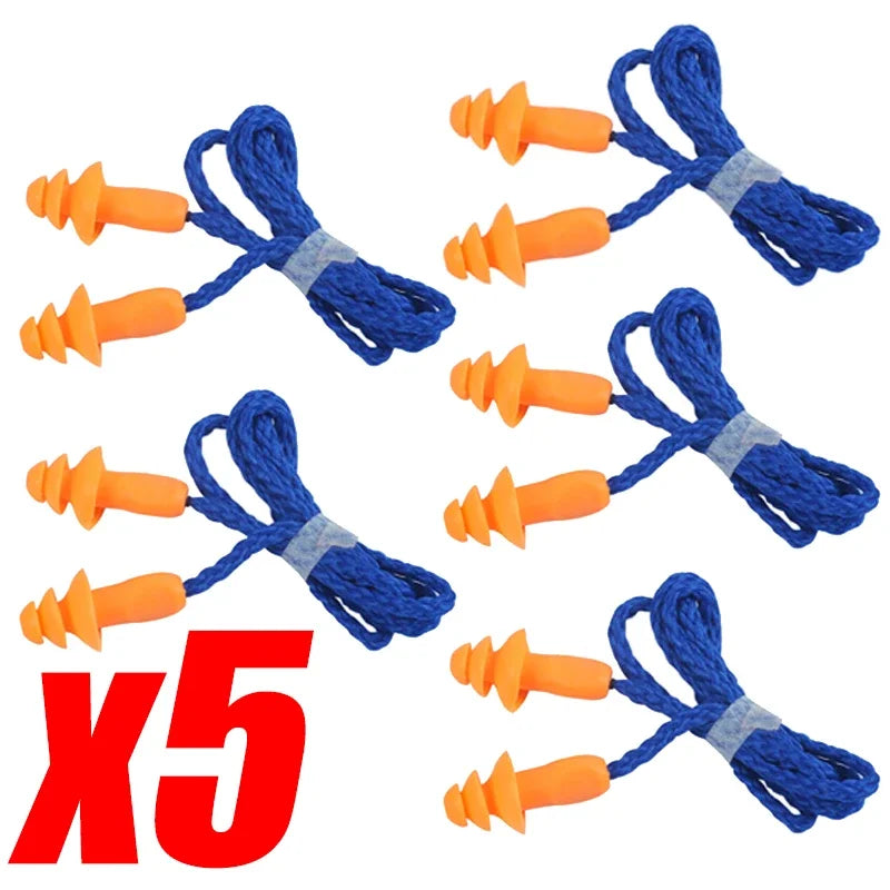 Noise Cancelling Ear Plugs Silicone Corded Ears Protector Reusable