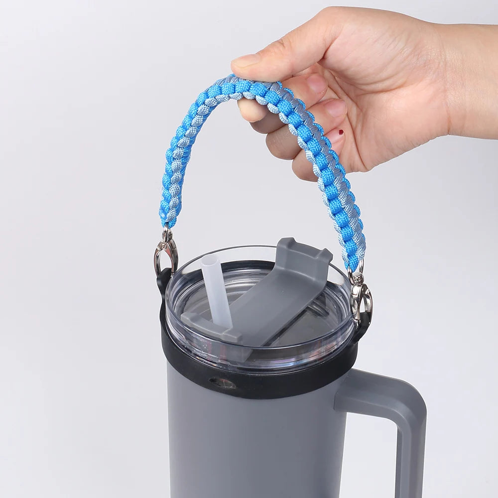Water Bottle Handle with Strap Woven Rope Handle Compatible with Stanley Water Bottle Fits Most 8-40oz Bottles Cups for Outdoor Zpaxo