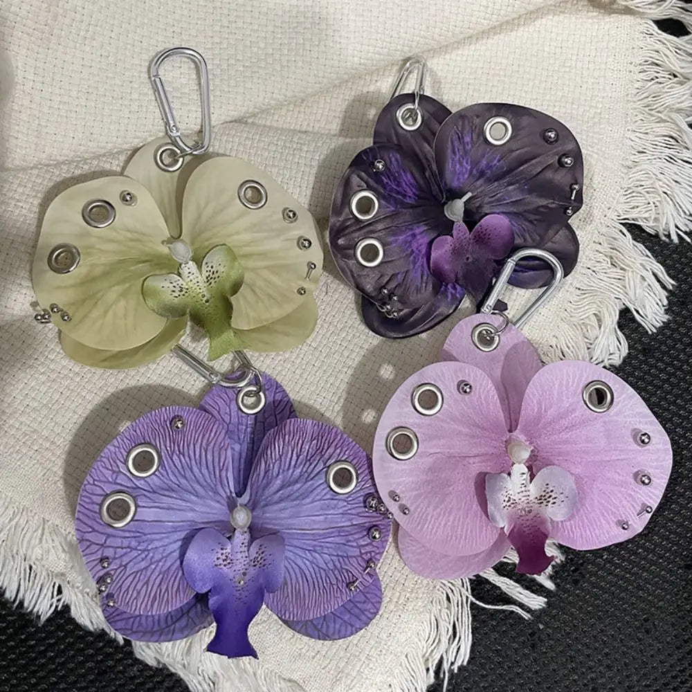 Phone Charms Phalaenopsis Orchid Keychain Keychains Keyring Imitation Flower Pendant Fashion Cloth Bag Pendant Couple Kids Zpaxo