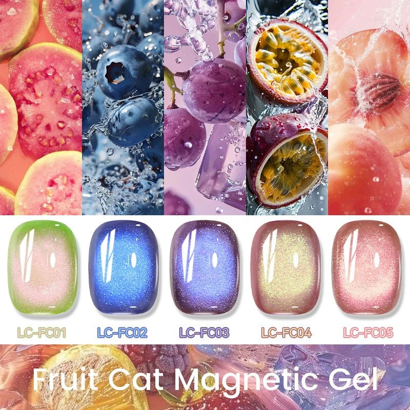 Fruit Cat Magnetic Nail Gel Polish Semi Soak Off Colorful Glass Bead