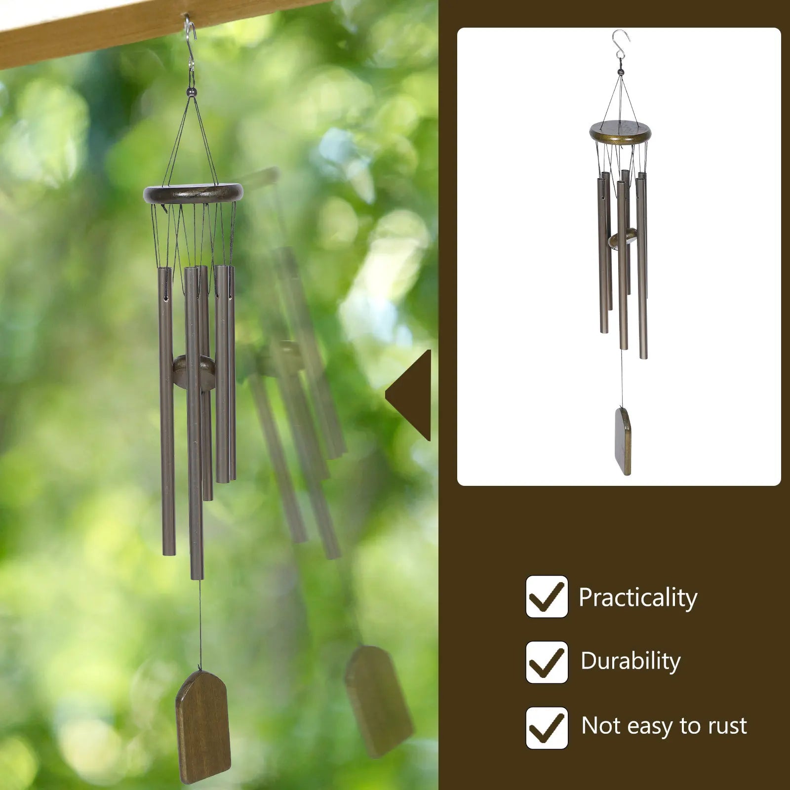 Aluminum Tube Wind Chime 6 Tubes Rust-resistant Corrosion-proof