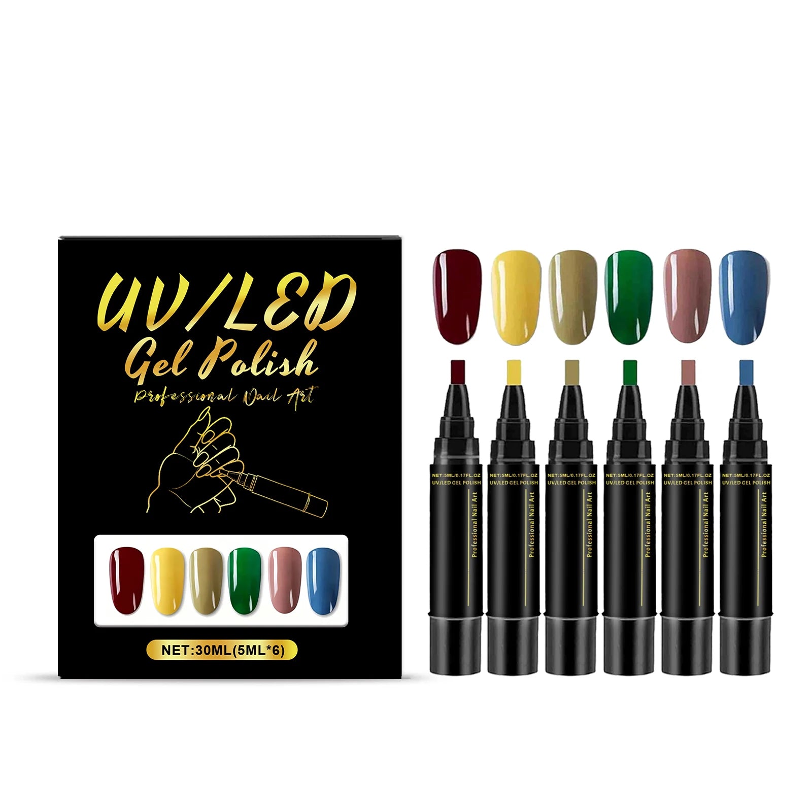 6-Color Nail Polish Pen Set – Quick Dry DIY Nail Art Pens Nail Art Pen Set Zpaxo 6pcs Boxed