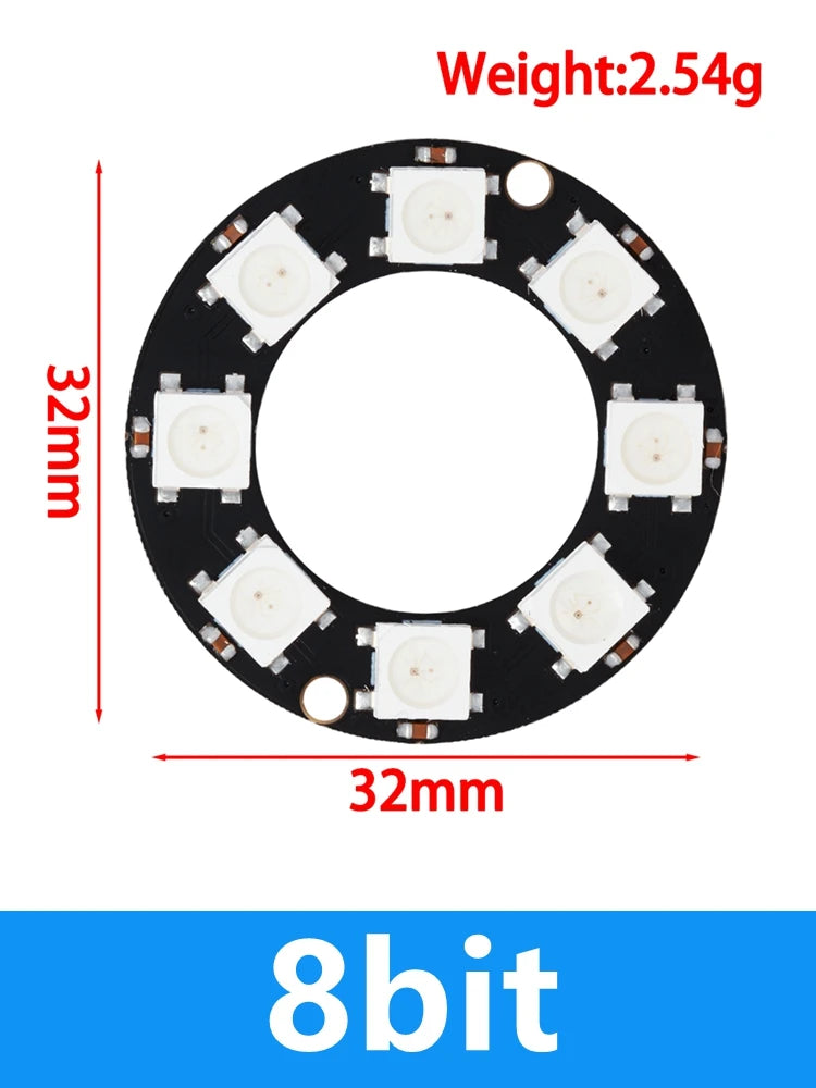 WS2812B 24-Bit Addressable RGB LED Ring 5050 High-brightness Zpaxo ws2812 8bit