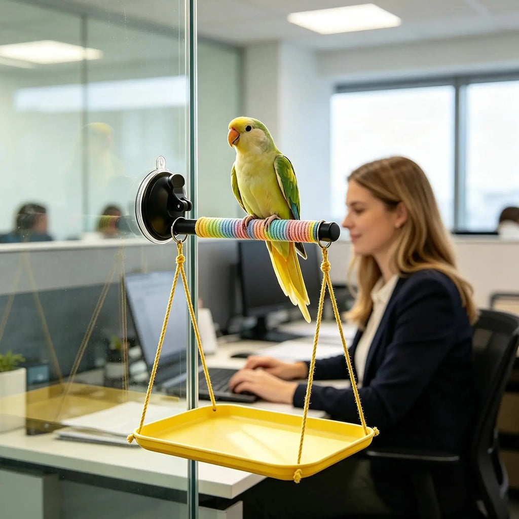 Window Perch Birds Suction Cup Interactive Toy Bird Shower Parakeet