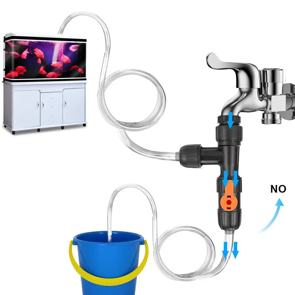 Plastic Aquarium Water Changer 3-Way Faucet Change Fish Tank Cleaning