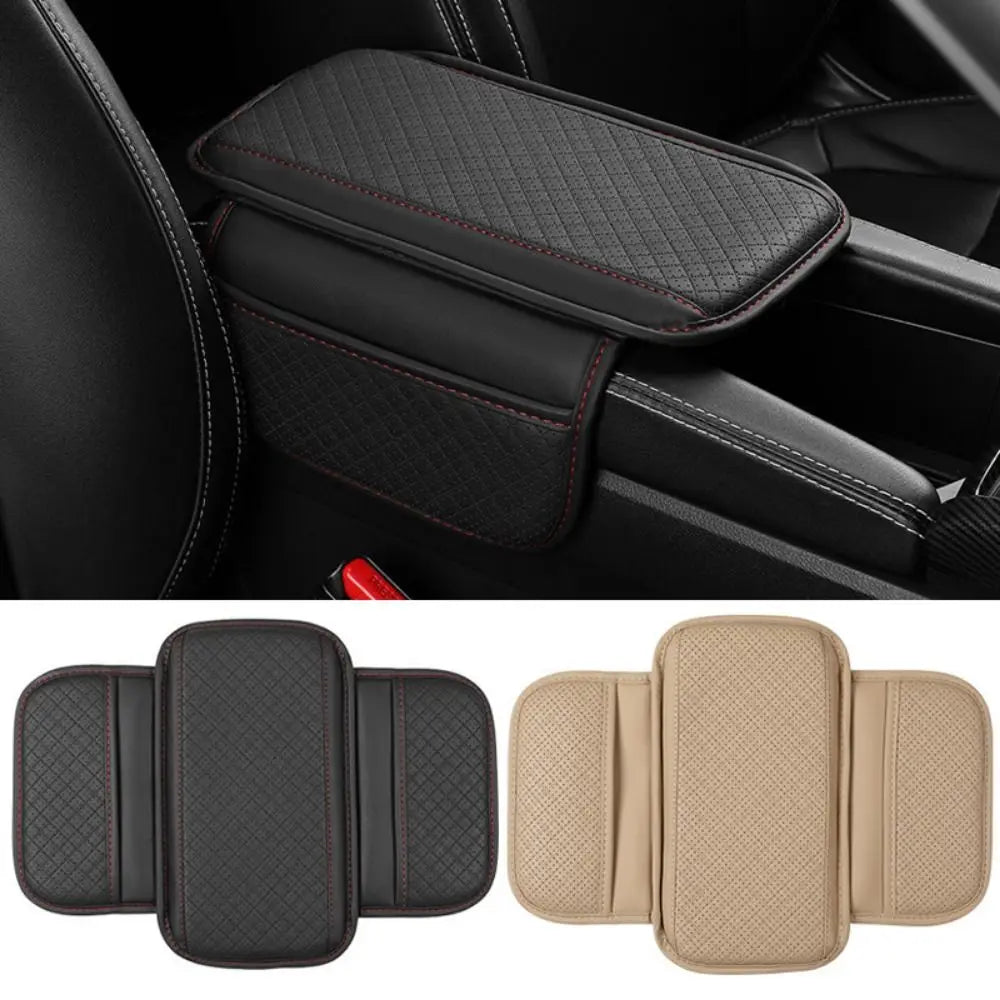 Universal Auto Armrest Pad PU Leather Anti Slip Center Console Cushion Waterproof with Storage Pocket Arm Rest Protector Mat Zpaxo