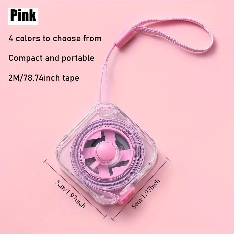 Portable Soft Tape Measure 2M 6FT Cute Retractable Lock Clear CM Inch Zpaxo pink-1pc
