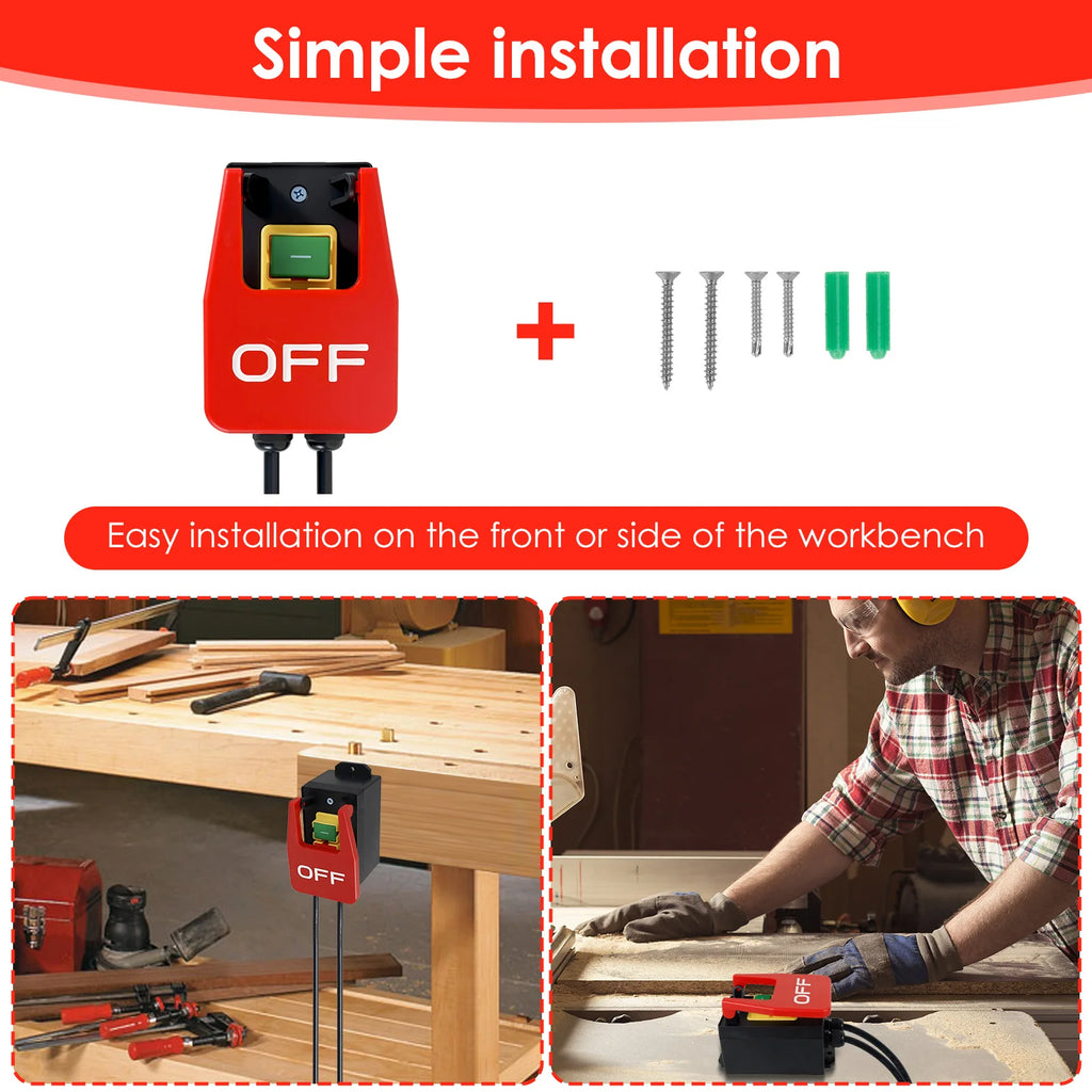 110V to 120V Switch Single Phase On/Off Waterproof Emergency Stop Switch with Paddle Extension Cord Emergency Stop for Table Saw Zpaxo