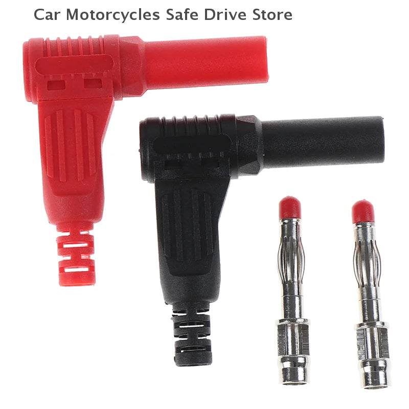 CM2Pcs Red+black Male Right Angle Insulation Banana Plug Multimeter