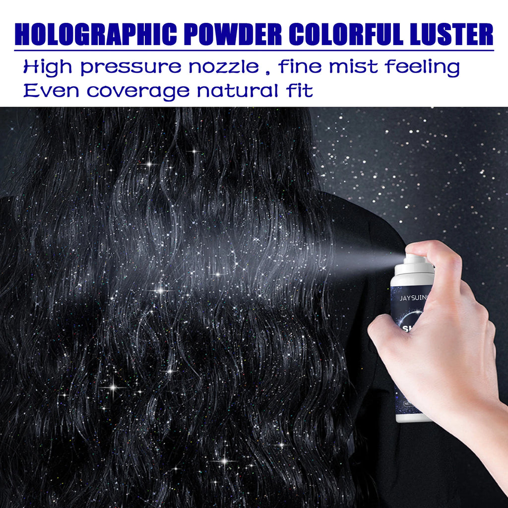 Radiant Silver Glitter Spray - Instant Holographic Highlight for Hair & Body - Sparkling Shimmer Makeup for Parties Zpaxo