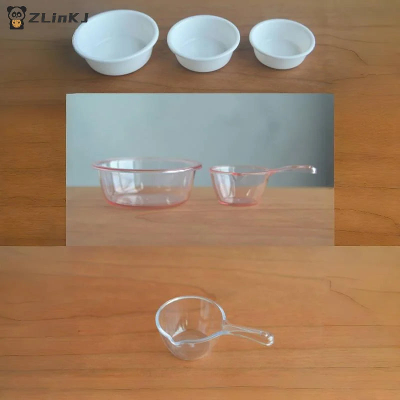 ▶1 Set 1/6 1/12 Dollhouse Miniature Simulation Plastic Basin Water Scoop Model Doll House Kitchen Accessories Toy Zpaxo