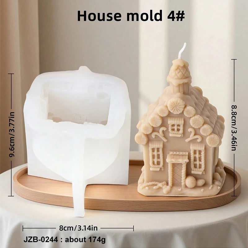 3D Christmas House Candle Silicone Mold Gingerbread House Aroma Soap Gypsum Plaster Crafts Mold Home Decor Christmas Gift Zpaxo JZB-0244