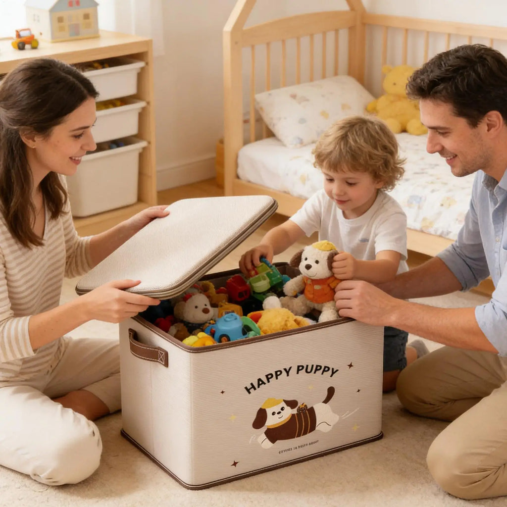 Lockable Storage Box Waterproof Stackable Puppy Pattern Organizer