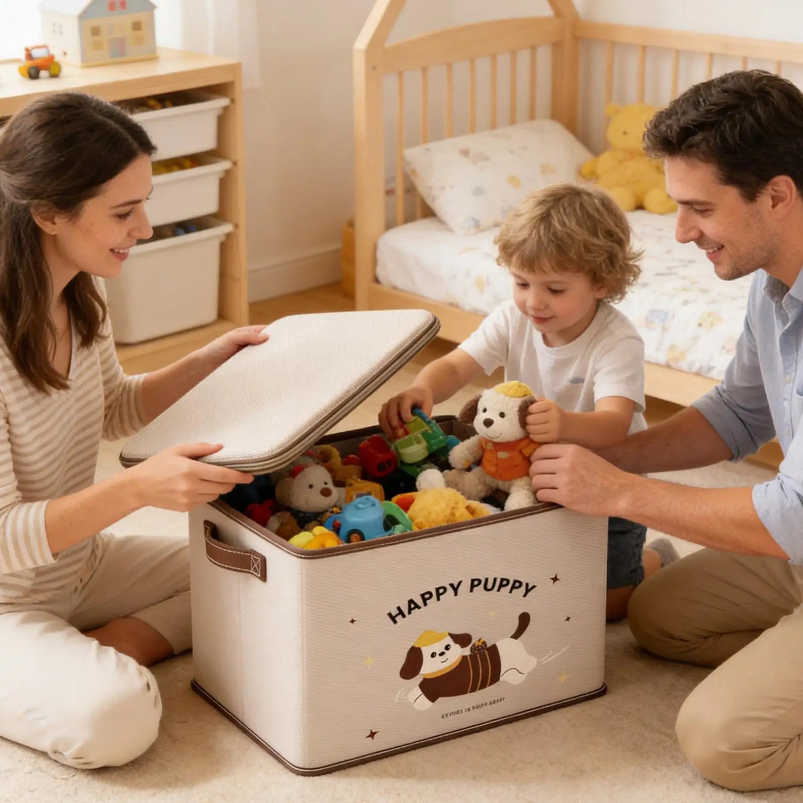 Lockable Storage Box Waterproof Stackable Puppy Pattern Organizer