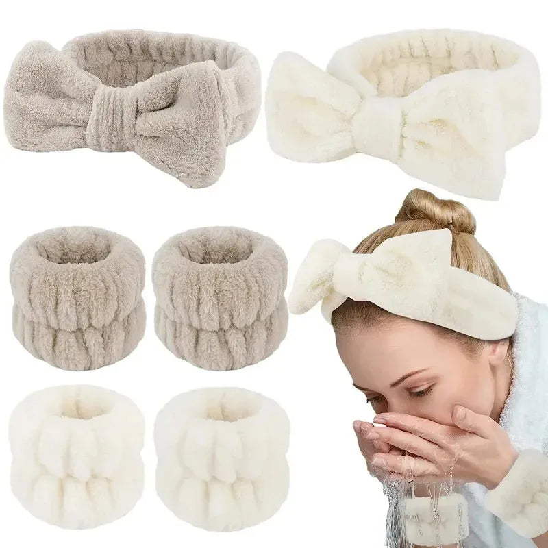 Face Wash Headband & Wristband Set – Skincare Hair Band