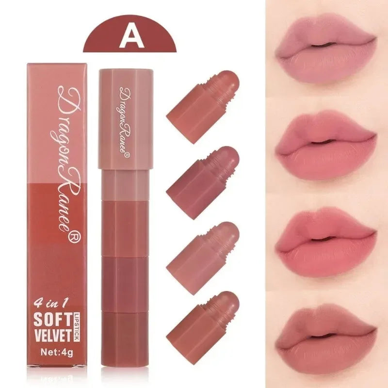 1 Matte Velvet Lipstick Crayon Combo Pink Red Lip Tint Sexy Zpaxo 4 In 1 Cute A