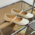 Flat Shoes for Women Spring Autumn Plus Size Round Toe Shallow Retro Single Shoe Slimming Effect New French Mary Jane Shoes Zpaxo Beige 42
