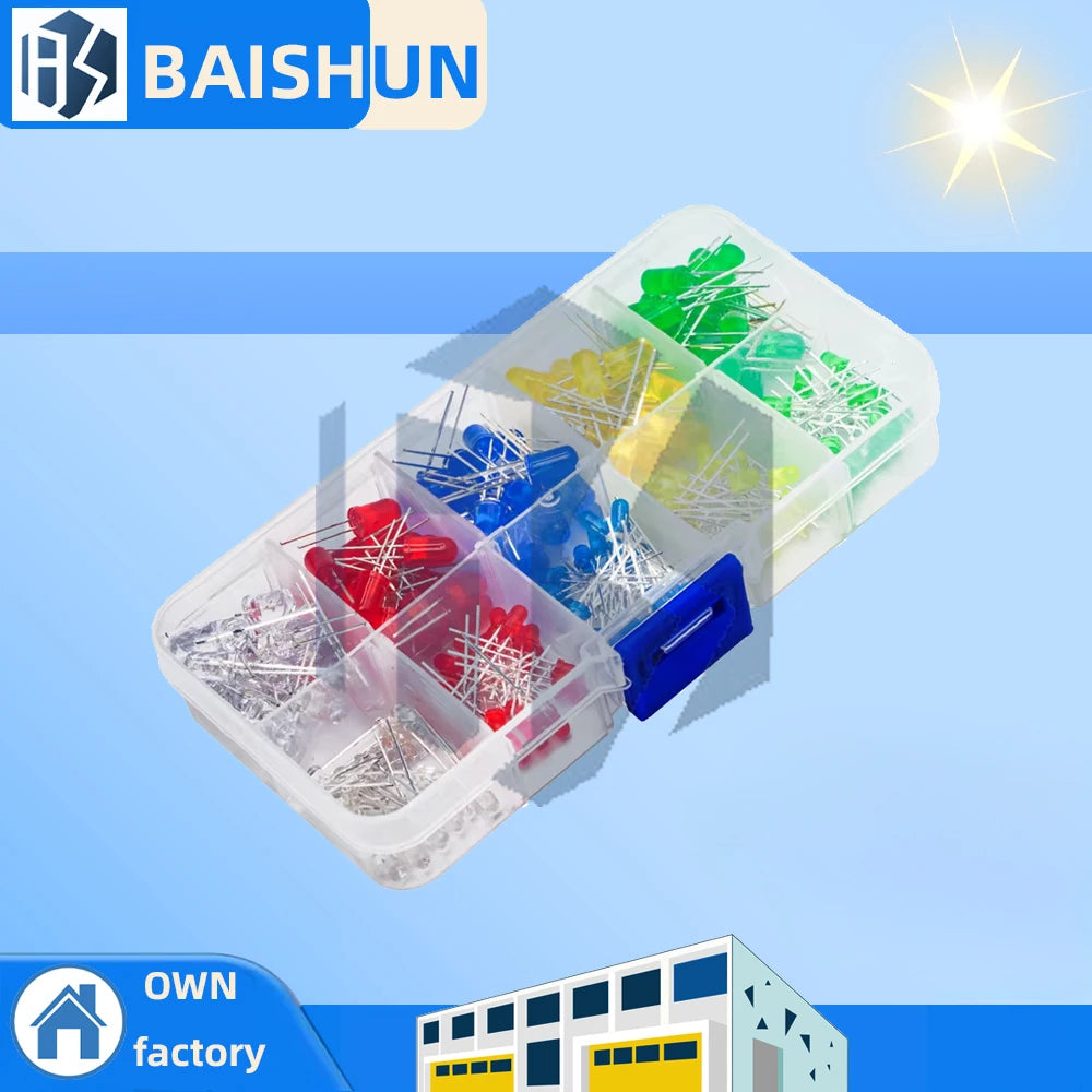 RGBYW Mixed Professional LEDs (200pcs) – 3mm/5mm 2-3.5V 20mA, Stackable Storage Box Included Zpaxo Default Title