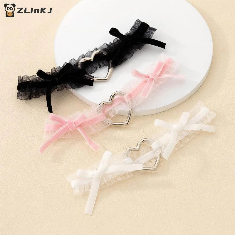 ▶1PCS Lace Love Elastic Bow Leg Ring Love Lolita Bride Leg Garter Thigh Ring Role Playing Leg Ring Wedding Sexy Garter Zpaxo