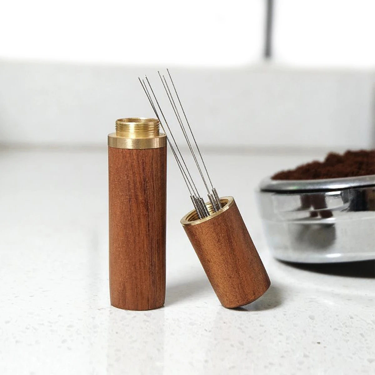 6-Needle Espresso Distribution Tool – WDT Wood Handle