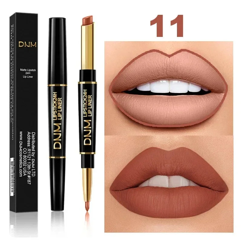 1 Matte Lipstick Pencil Double Ended Lip Liner Pen Red Nude Long